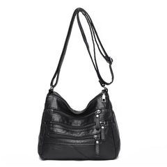 Multi-Zipper Cross-Body Shoulder Bag for Women