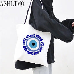Evil Eye Large Capacity Women Canvas Shoulder Bag Tote Handbag