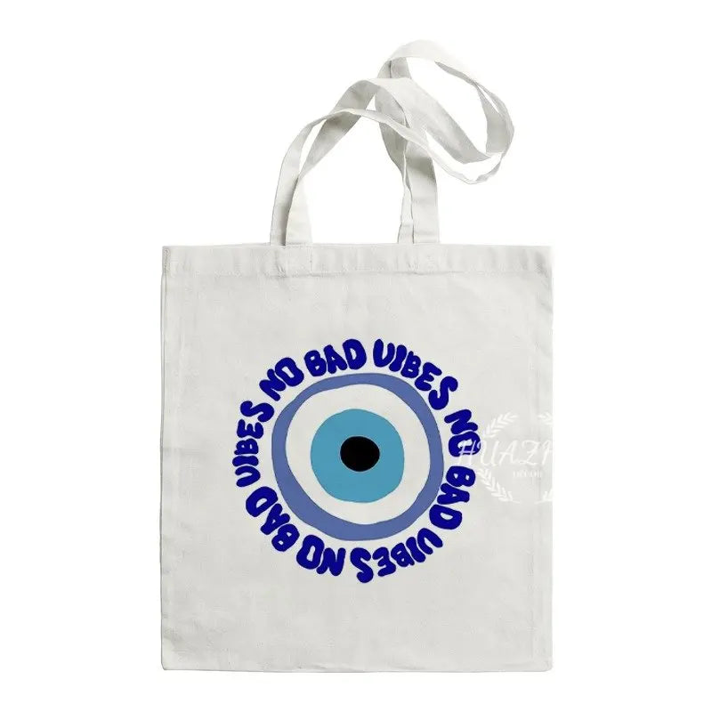 Canvas Evil Eye Shoulder Bag Tote Handbag Large Capacity Women Casual Shopping