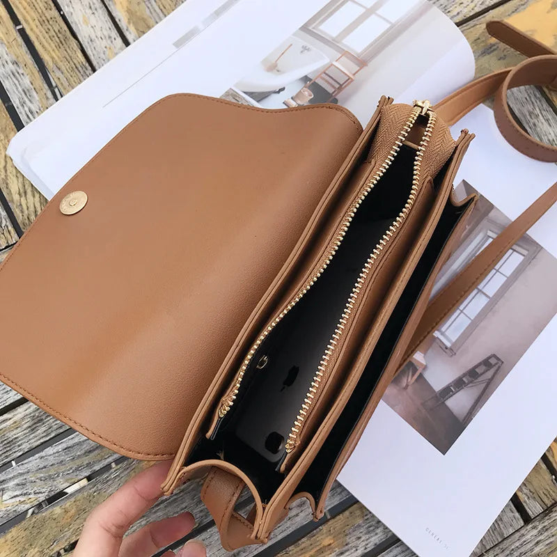 Vintage Messenger Bag Women Small Square Purse Handbag Solid Female Crossbody Ba