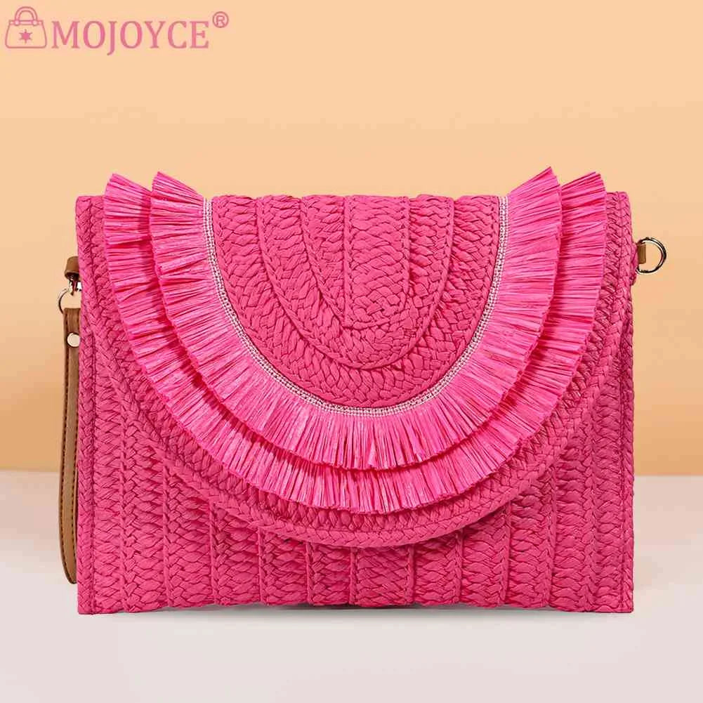 Vintage Straw Woven Shoulder Bag for Weekend Vacation