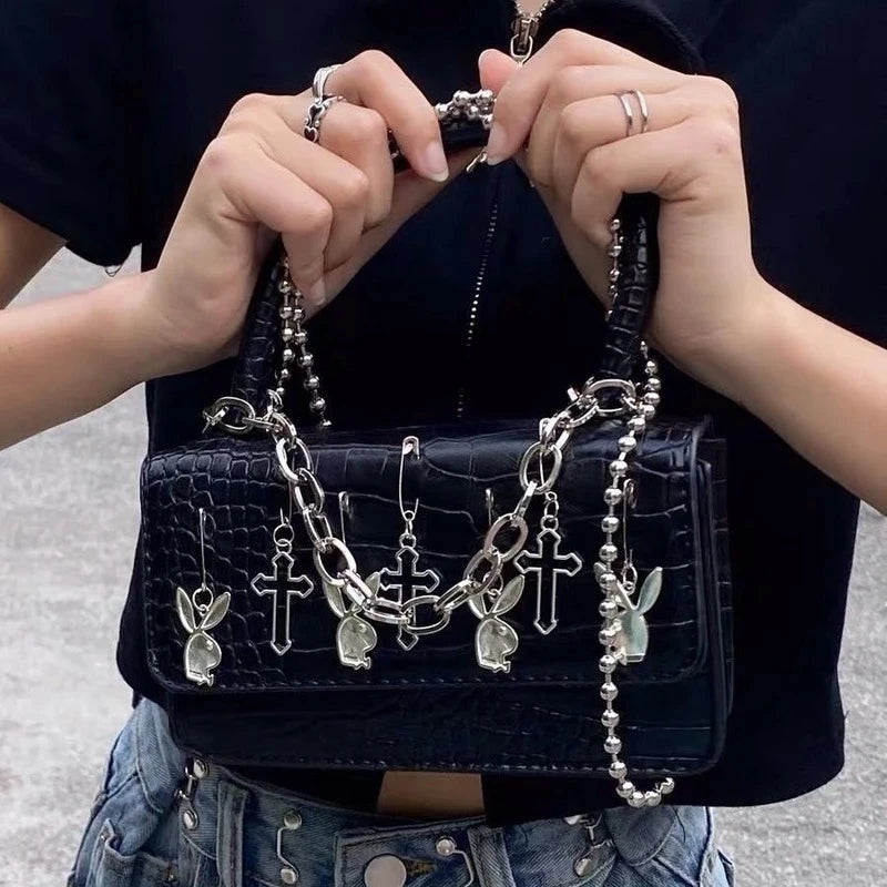 Metal Punk Biker Style Shoulder Bag Messenger Purse