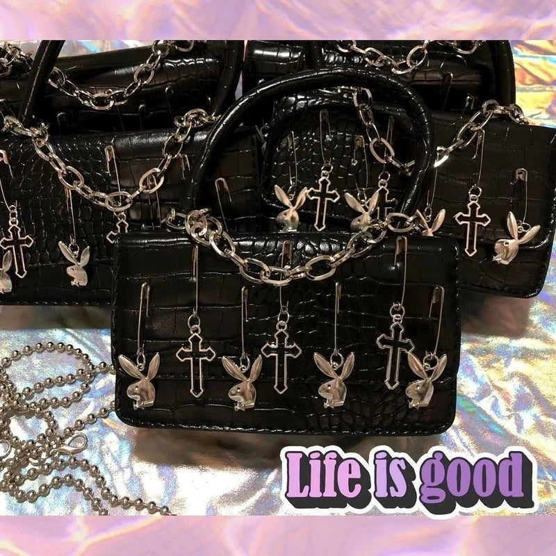 Metal Punk Biker Style Shoulder Bag Messenger Purse