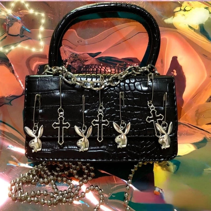 Metal Punk Biker Style Shoulder Bag Messenger Purse