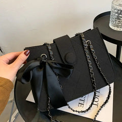 Women's Shoulder Bag Bow Chain Diamond Lattice Satchel Ins Style
