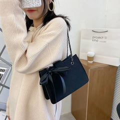 Women's Shoulder Bag Bow Chain Diamond Lattice Satchel Ins Style