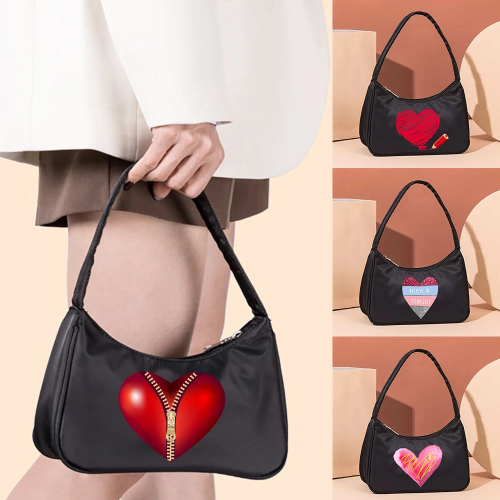 Anime Love Print Organizer Shoulder Bag Women Clutch Tote Wallet