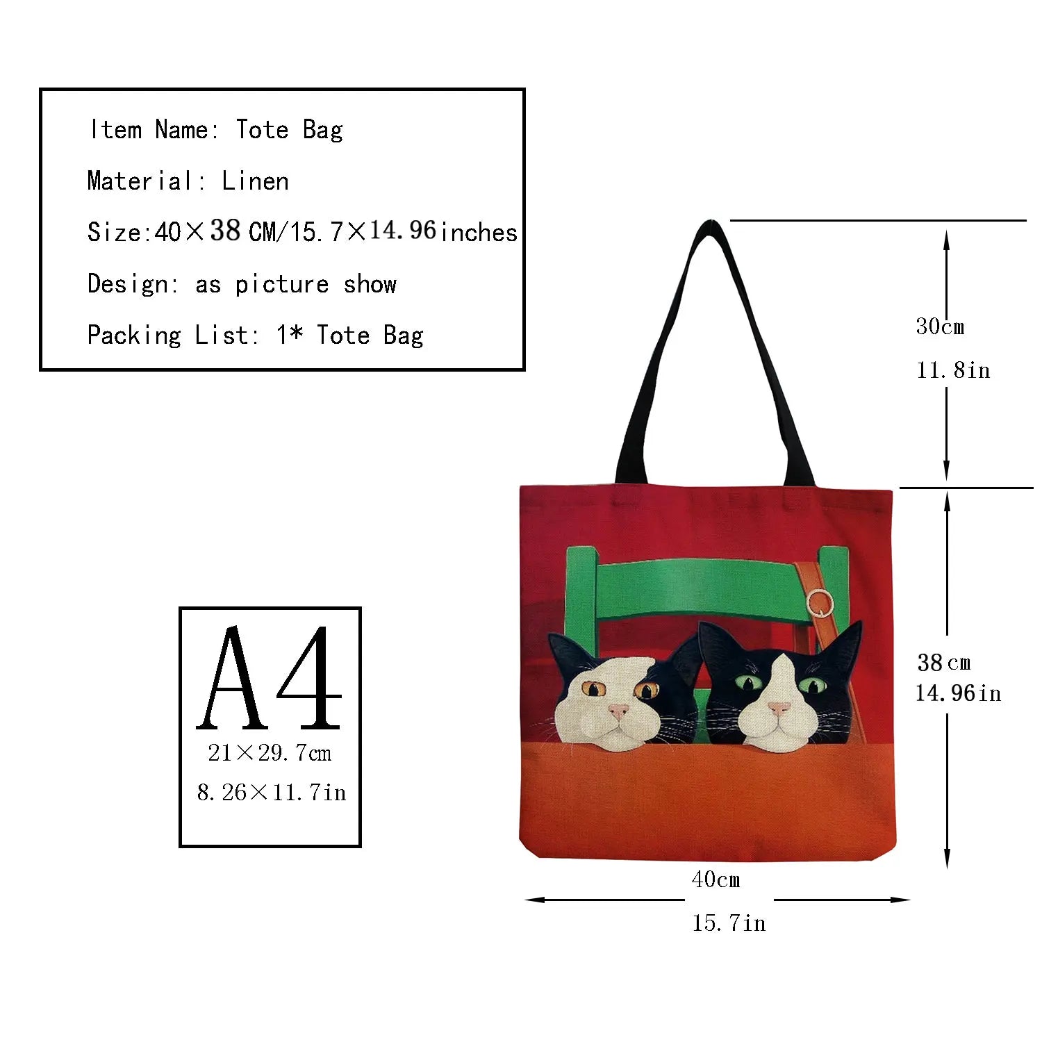 Foldable Cat Print Shoulder Bag Women Tote Shopper Cartoon High Capacity