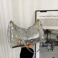 Sequined Shoulder Bag Women Baguette Bags Shining Glitter Party Handbag
