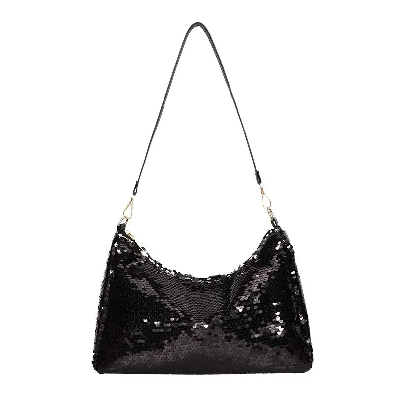 Sequined Shoulder Bag Women Baguette Bags Shining Glitter Party Handbag
