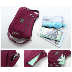 Waterproof Plaid Shoulder Bag Nylon Crossbody Bag Lady Handbags