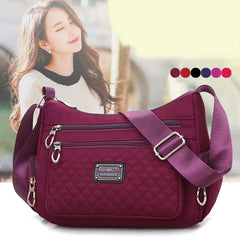 Waterproof Plaid Shoulder Bag Nylon Crossbody Bag Lady Handbags