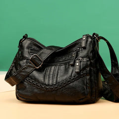 Soft Leather Shoulder Bag Multi-layer Messenger Small Square Bag