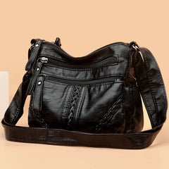 Soft Leather Shoulder Bag Multi-layer Messenger Small Square Bag