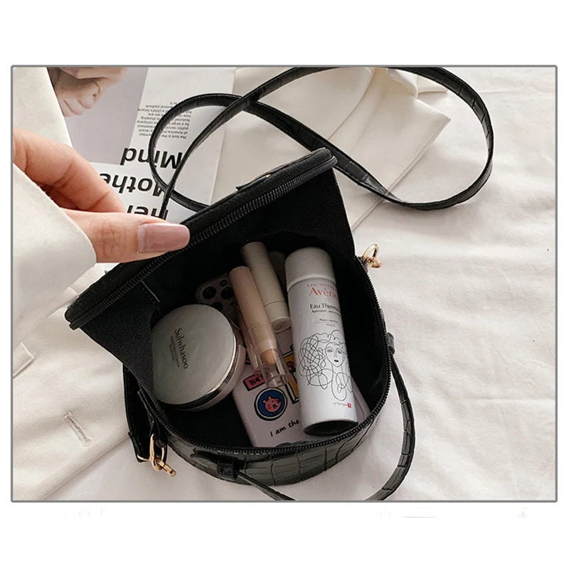 Circular Shoulder Bag for Women Small PU Leather Purse