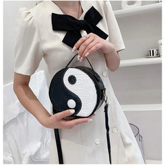 Circular Shoulder Bag for Women Small PU Leather Purse