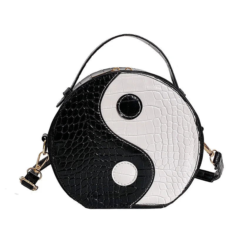 Circular Shoulder Bag for Women Small PU Leather Purse