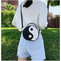 Circular Shoulder Bag for Women Small PU Leather Purse
