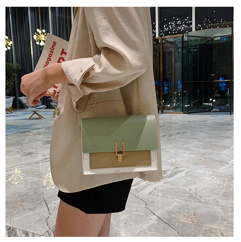 Women's PU Leather Shoulder Bag Crossbody Clutch with Chain