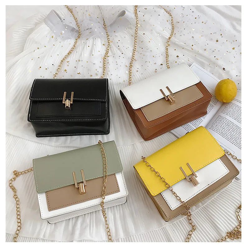 Women's PU Leather Shoulder Bag Crossbody Clutch with Chain