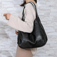Large Capacity Women's Shoulder Bag Vintage PU Leather