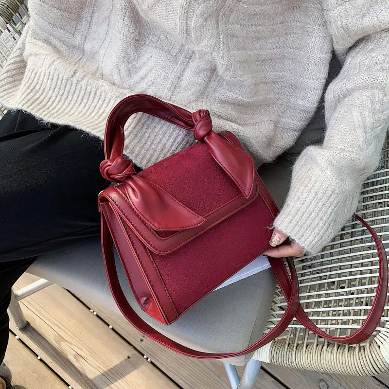 Shoulder Bags Bow Retro Cover PU Mini Bag Vintage Flap All-match OL for Females