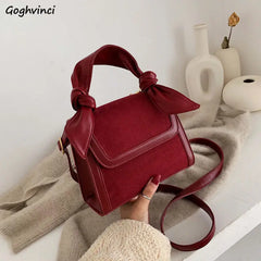 Shoulder Bags Bow Retro Cover PU Mini Bag Vintage Flap All-match OL for Females