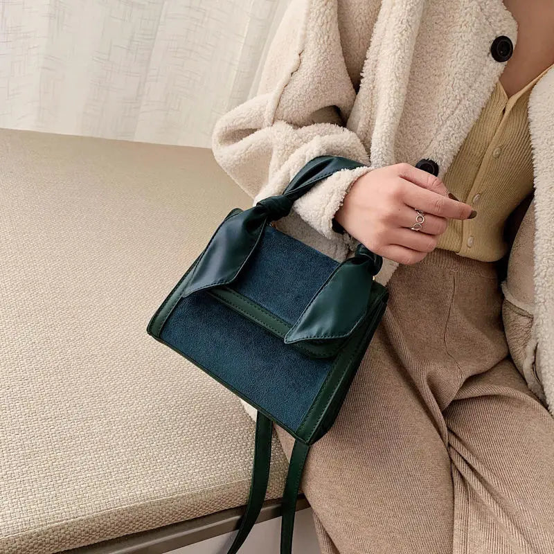 Shoulder Bags Bow Retro Cover PU Mini Bag Vintage Flap All-match OL for Females