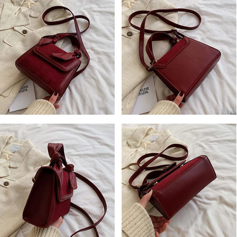 Shoulder Bags Bow Retro Cover PU Mini Bag Vintage Flap All-match OL for Females