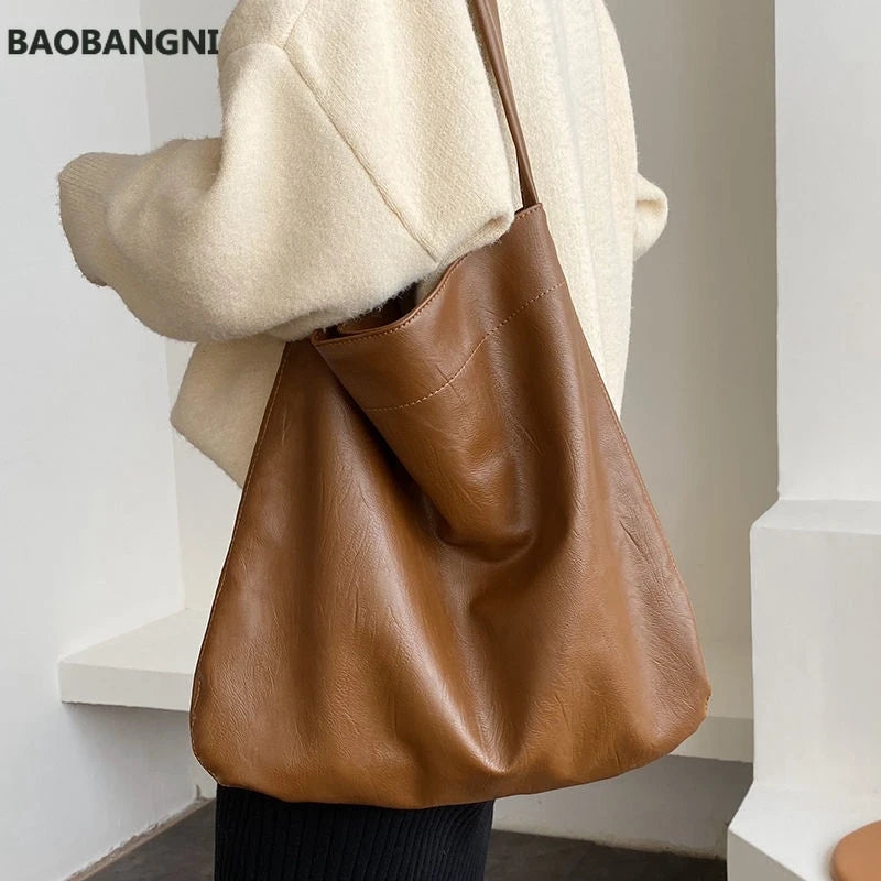 Shoulder Bags Tote Bag High Capacity Women Bag Handbag Purse PU Leather Solid