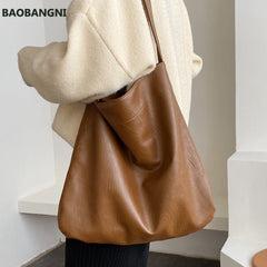 Shoulder Bags Tote Bag High Capacity Women Bag Handbag Purse PU Leather Solid