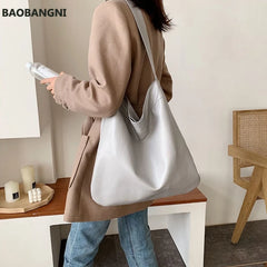Shoulder Bags Tote Bag High Capacity Women Bag Handbag Purse PU Leather Solid