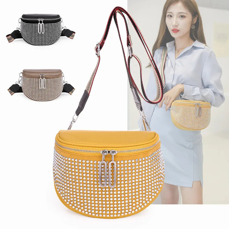 Shoulder Bags Diamond Decoration Handbags Oxford Cloth Multi-Purpose Chest Bag