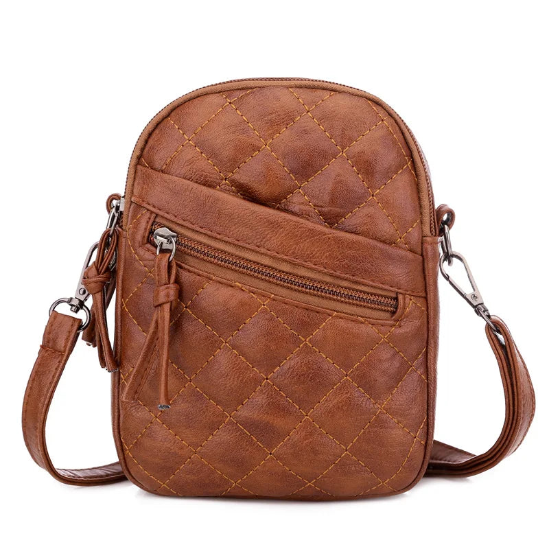 Retro Leather Crossbody Bag for Women Girls Ladies Small Handbag