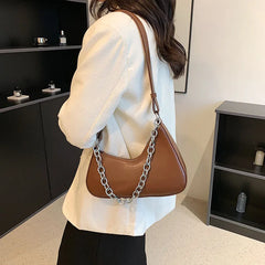 Women's High Messenger Bag Pu Leather Underarm Bag With Chain
