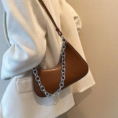 Women's High Messenger Bag Pu Leather Underarm Bag With Chain