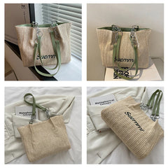 Summer Straw Shoulder Bag Women's Beach Shopping Tote
