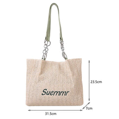 Summer Straw Shoulder Bag Women's Beach Shopping Tote