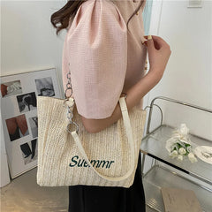 Summer Straw Shoulder Bag Women's Beach Shopping Tote