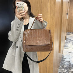 Vintage PU Leather Large Capacity Casual Tote Shoulder Bag Women Handbag
