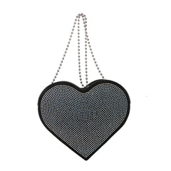 Medium Size Shoulder Bag Rhinestone Heart Handbag