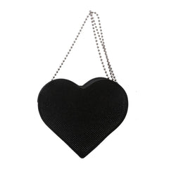 Medium Size Shoulder Bag Rhinestone Heart Handbag