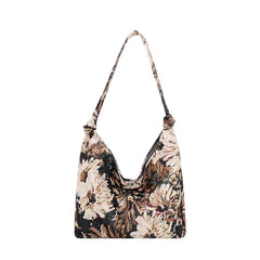 Oil Painting Flowers Print Canvas Shoulder Bag for Women