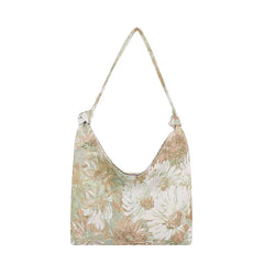 Oil Painting Flowers Print Canvas Shoulder Bag for Women