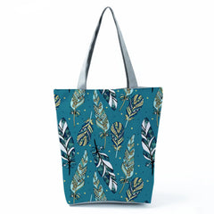 Feather Print Shoulder Bag Casual Women High Capacity Tote Shopping Bag