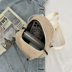 Winter Fluffy Fur Women's Crossbody Bag Small Lambs Wool Plush Fabric Shoulder