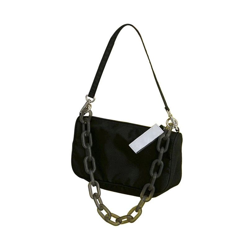 Solid Chain Shoulder Bag Zipper Female Handbag