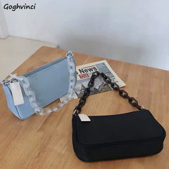 Solid Chain Shoulder Bag Zipper Female Handbag