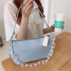 Solid Chain Shoulder Bag Zipper Female Handbag
