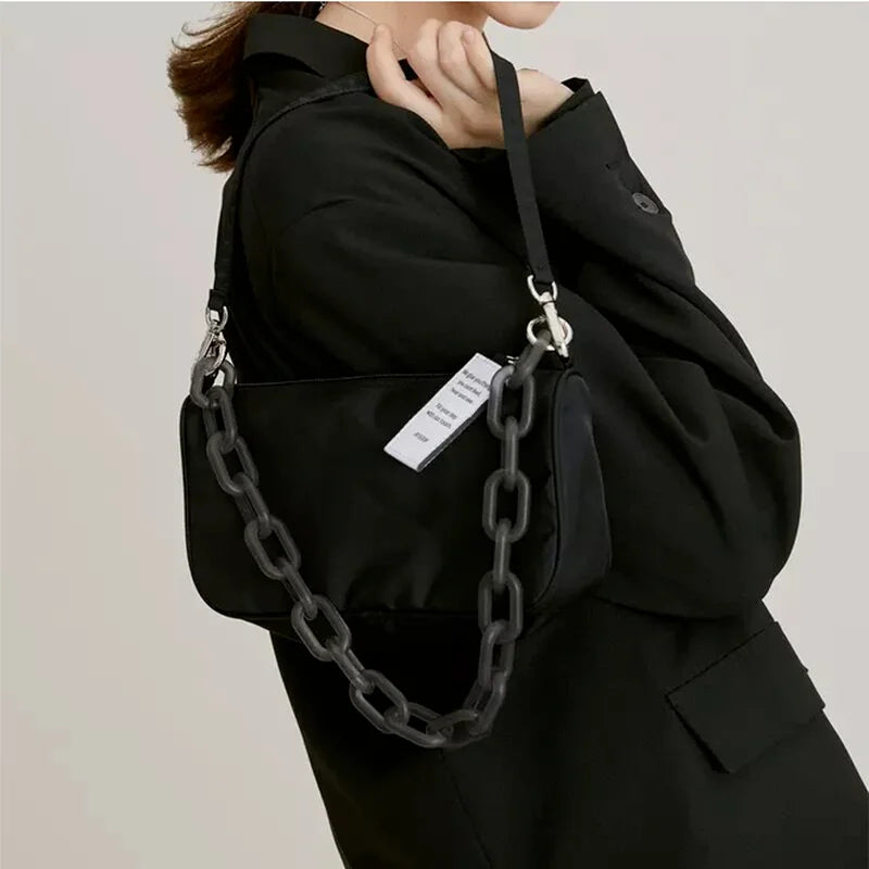 Solid Chain Shoulder Bag Zipper Female Handbag